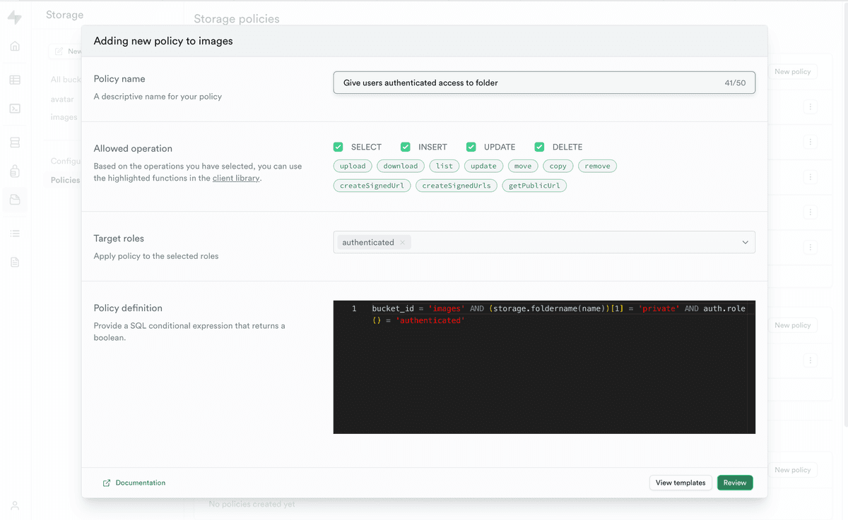 Policy for Authenticated Users